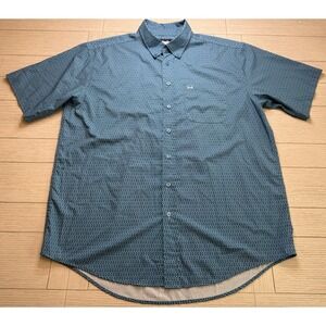 Cinch Men's Button Down Short Sleeve Poly Spandex Teal Shirt Sz XL Western Rodeo